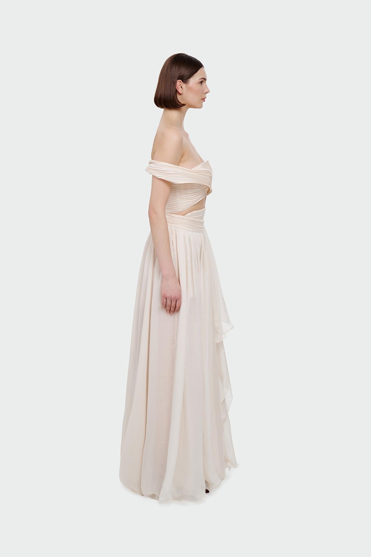 Draped Slit Detailed Crop Skirt Set