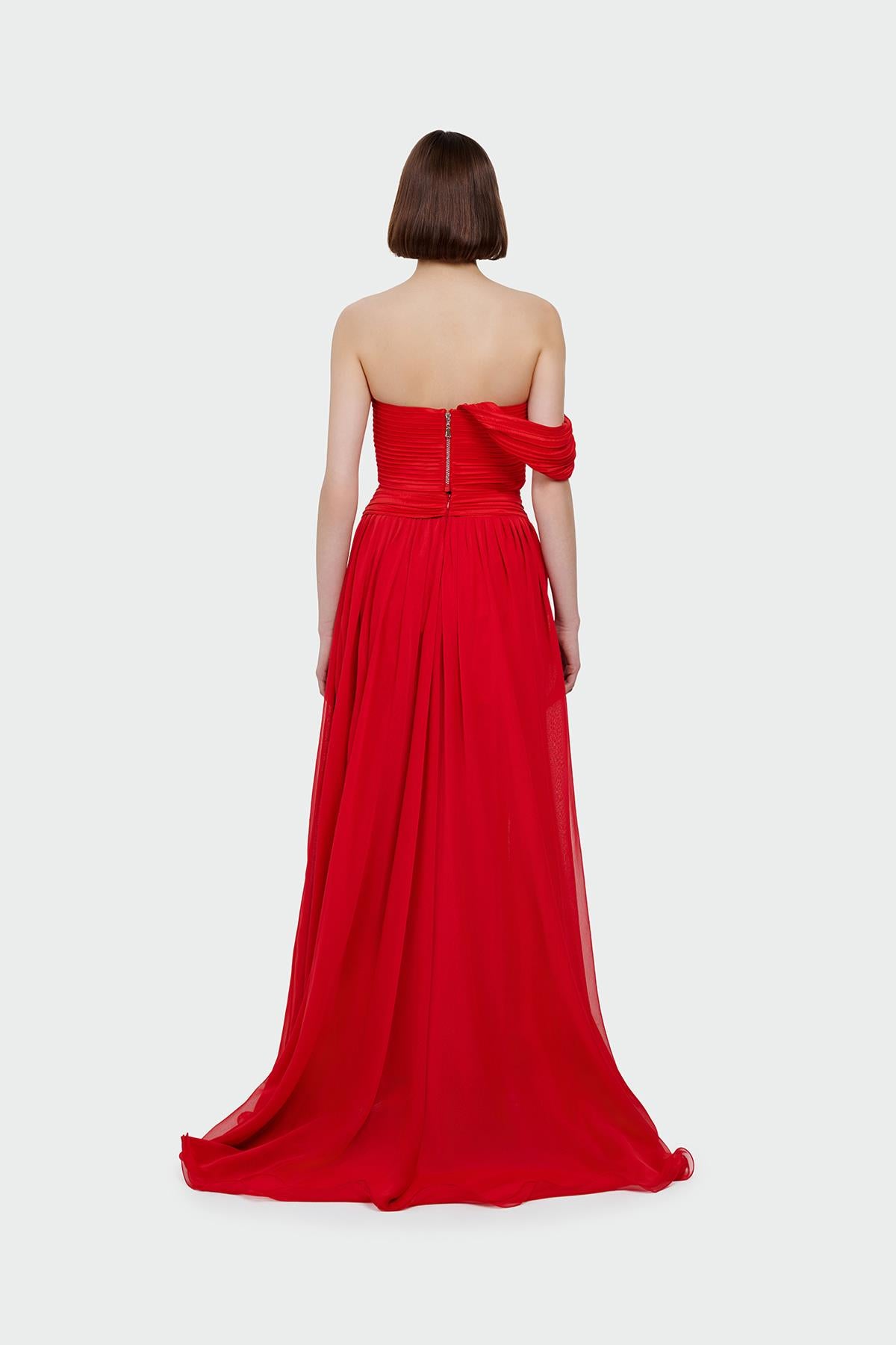 Draped Slit Detailed Crop Skirt Set