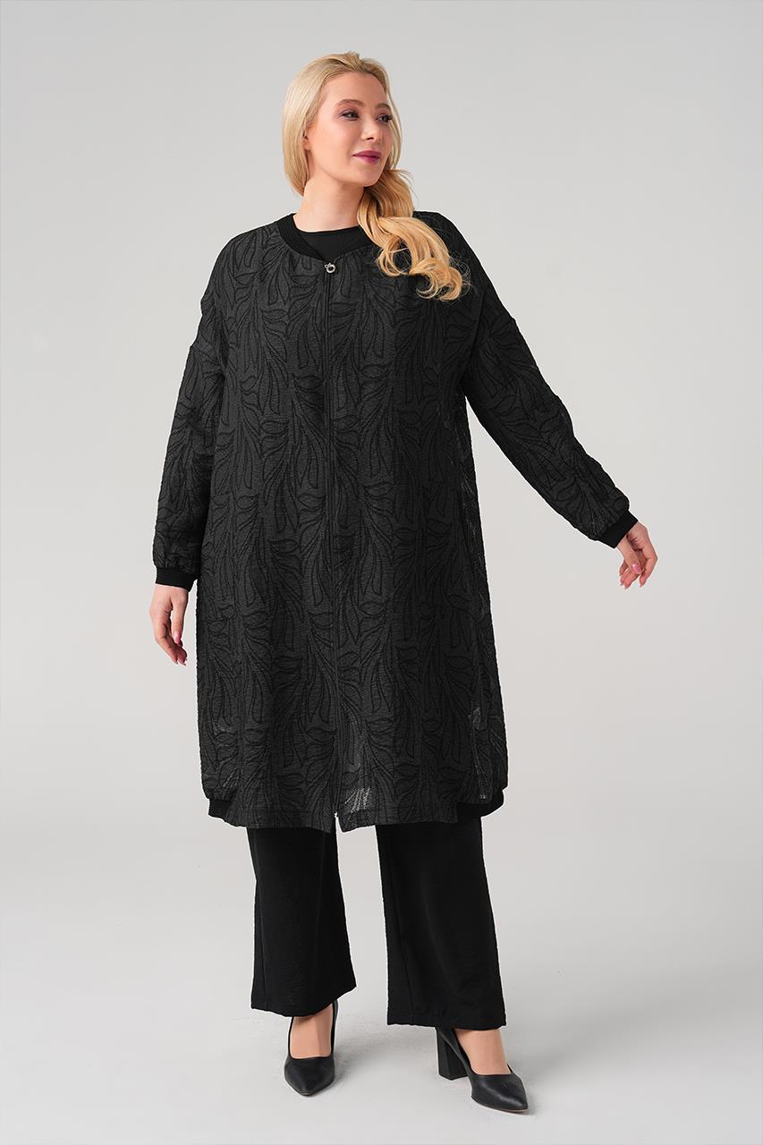 Leaf Jacquard Zippered Plus Size Cap