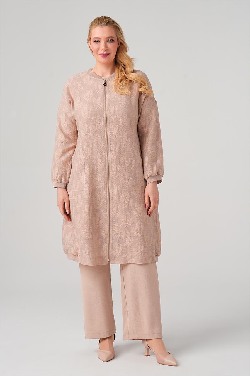 Leaf Jacquard Zippered Plus Size Cap