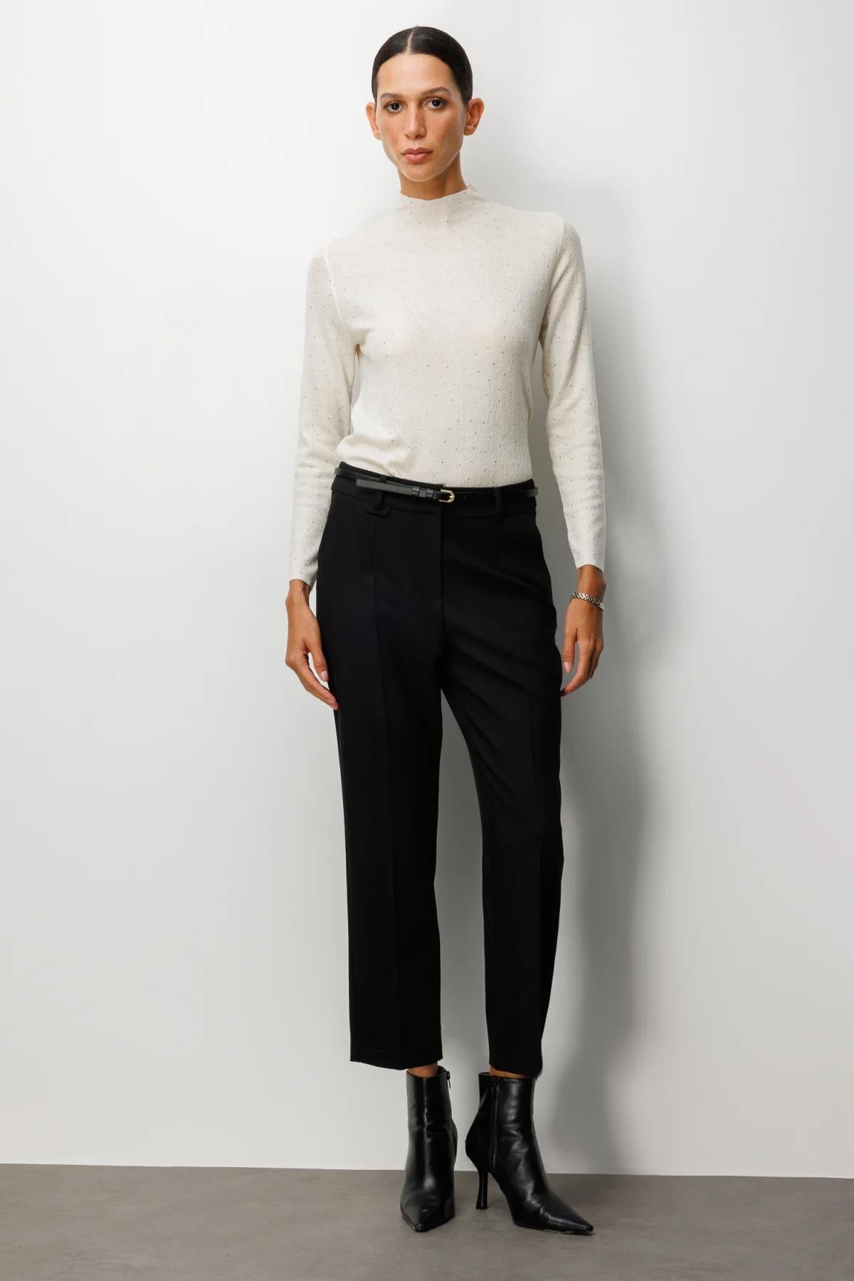 Duble Paça Kemerli Pantolon