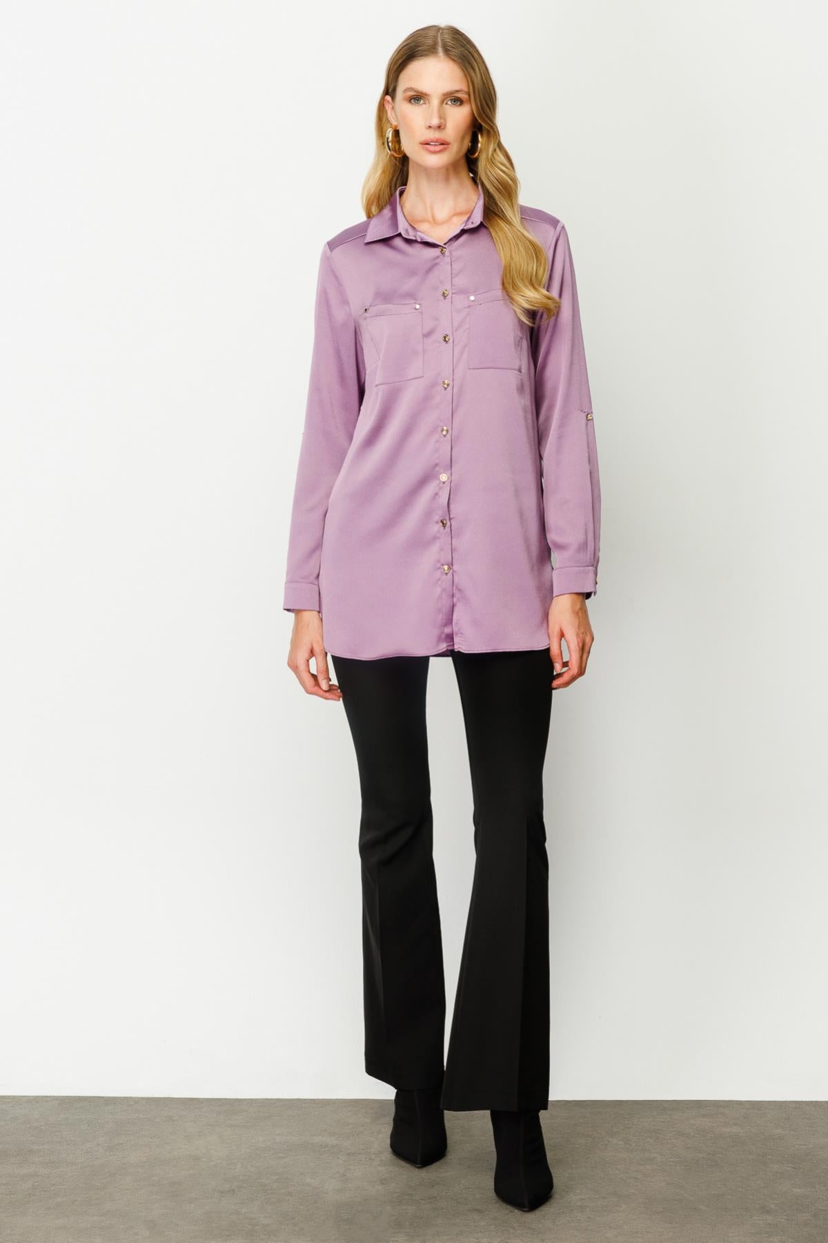 Satin Two Pocket Women's Shirt