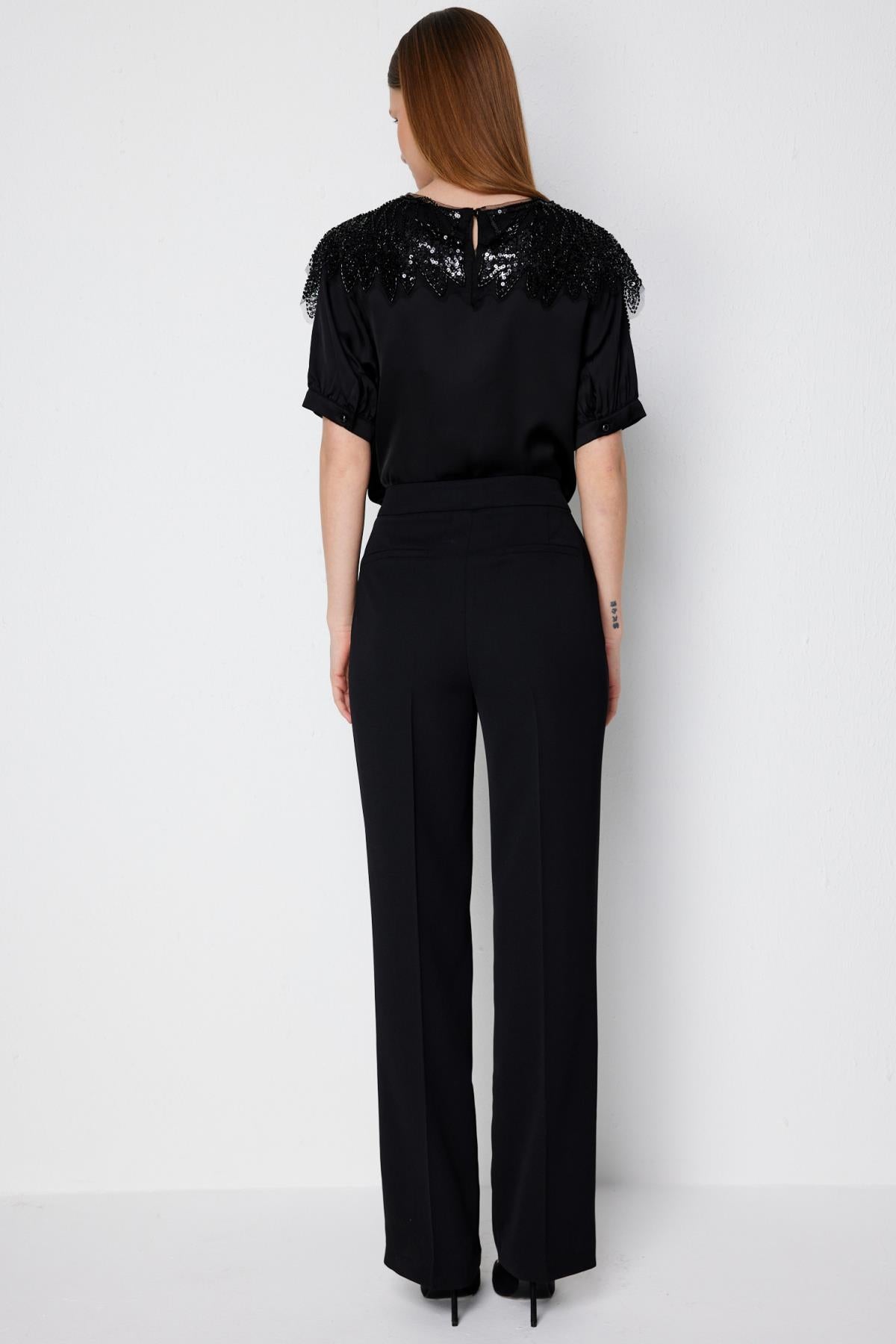 Yüksek Bel Boru Paça Pantolon