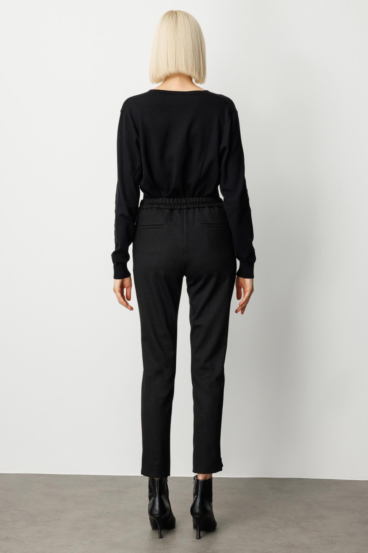 Glittery Fabric Trousers with Elastic Waistband