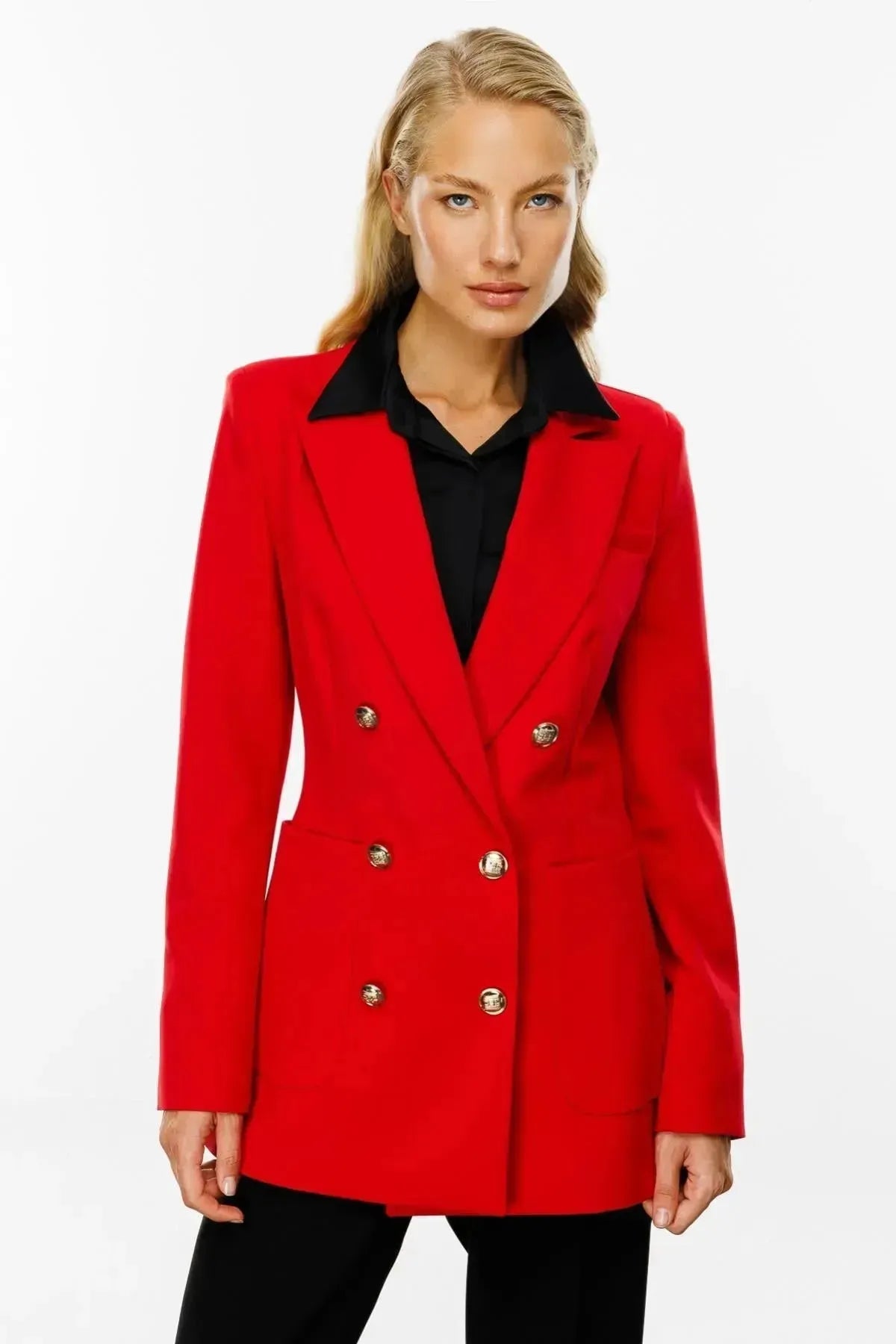 Embroidered Buttoned Pocket Jacket