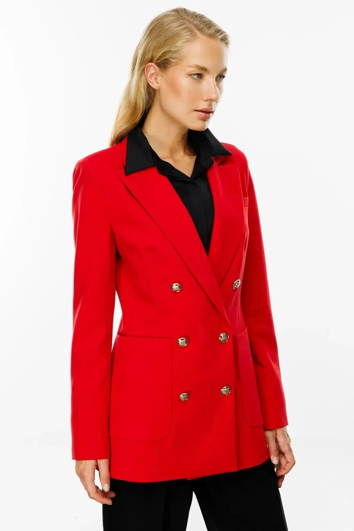 Embroidered Buttoned Pocket Jacket