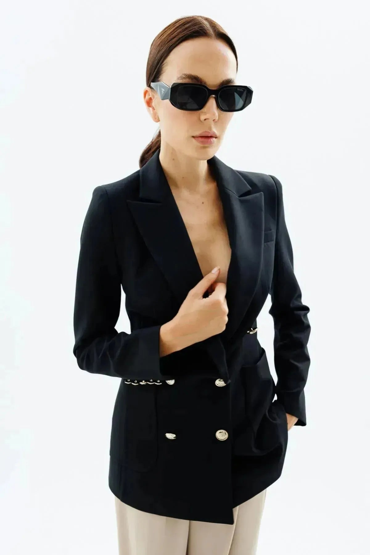 Embroidered Buttoned Pocket Jacket