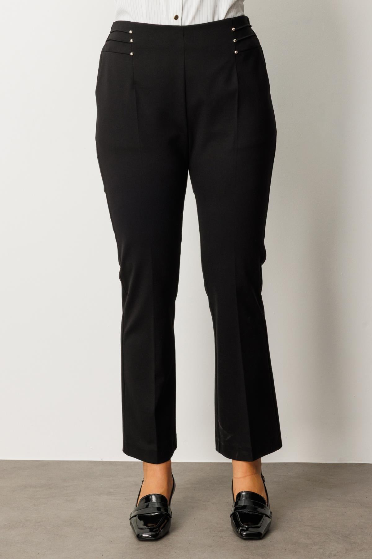 Elastic Waist Beaded Stud Detailed Plus Size Trousers