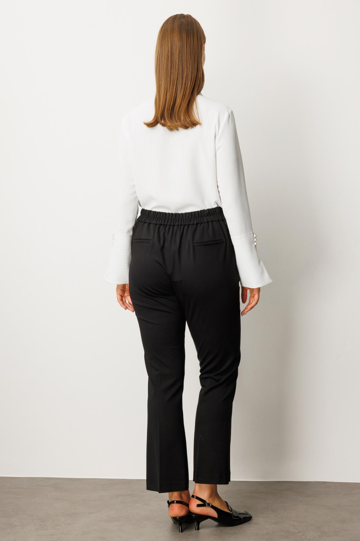 Elastic Waist Beaded Stud Detailed Plus Size Trousers