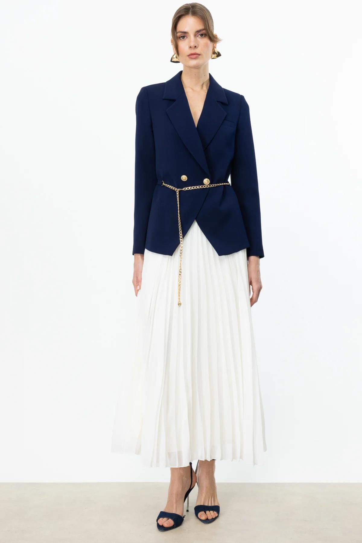 Pleated Tulle Maxi Skirt