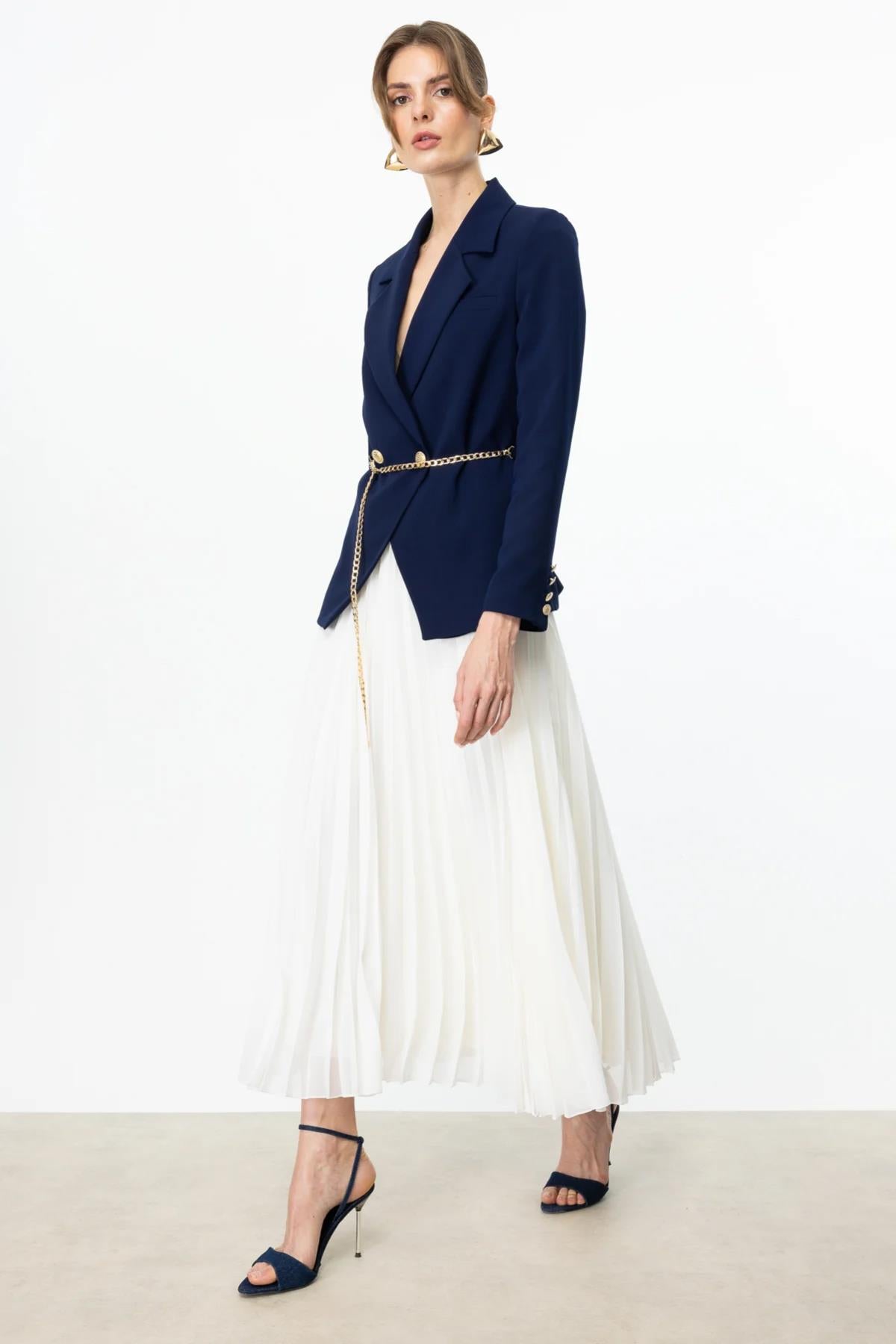 Pleated Tulle Maxi Skirt
