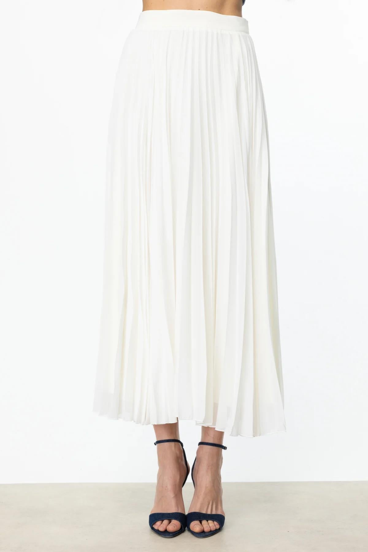Pleated Tulle Maxi Skirt