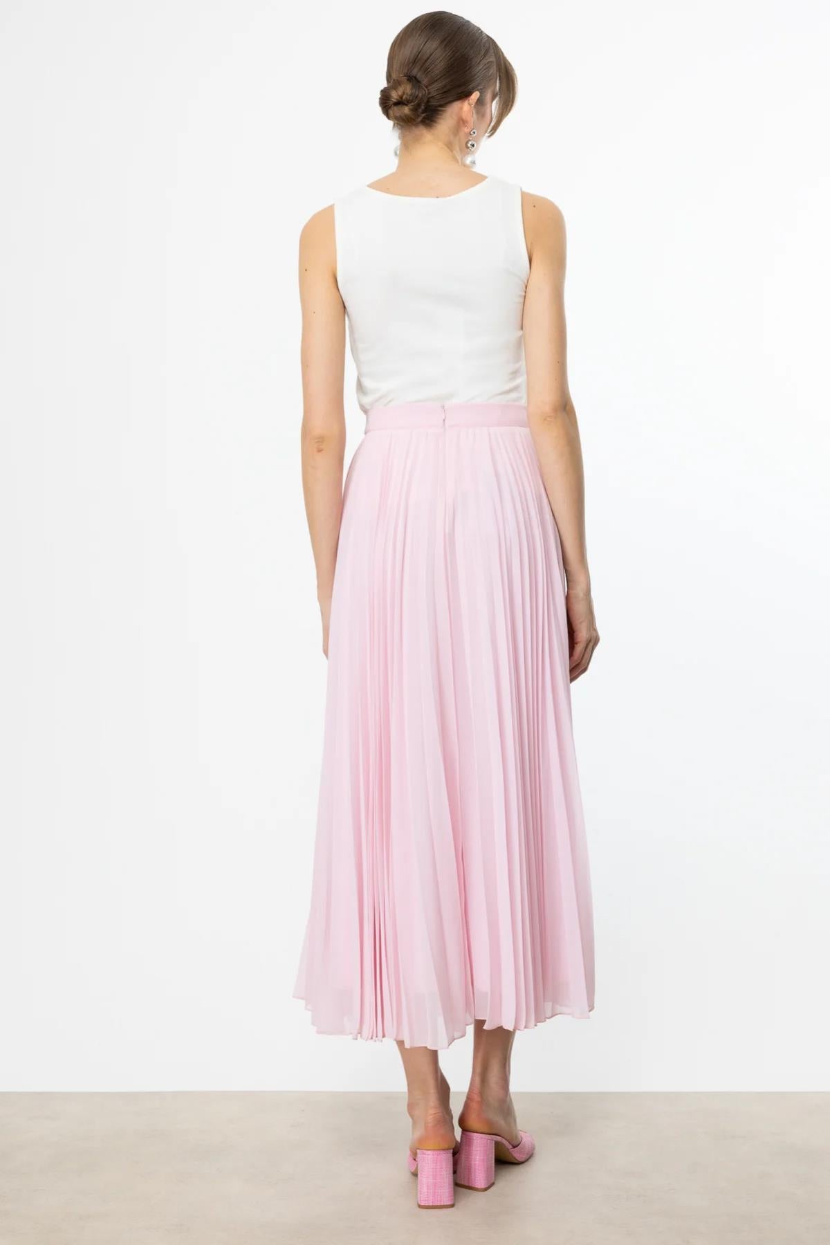 Pleated Tulle Maxi Skirt