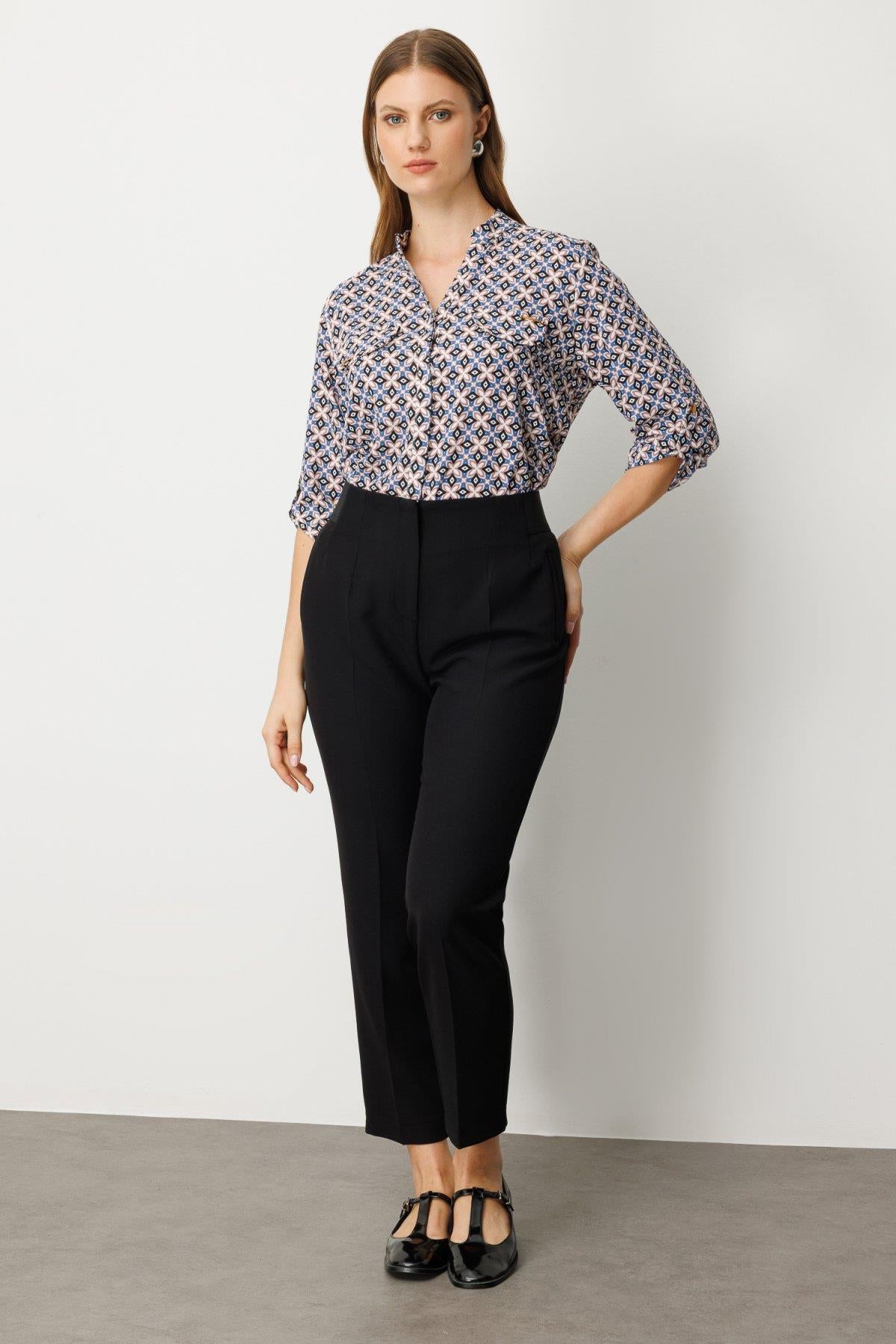 Plus Size Trousers with Thick Elastic Waistband