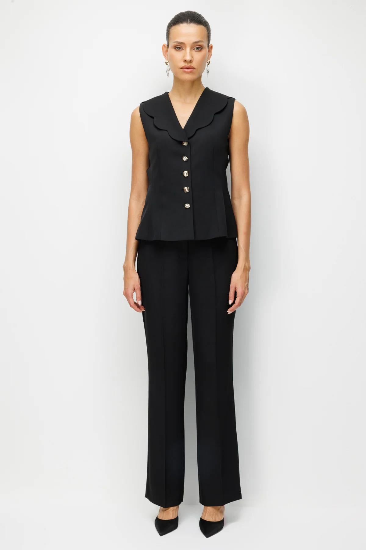 Wide-Leg Crepe Trousers