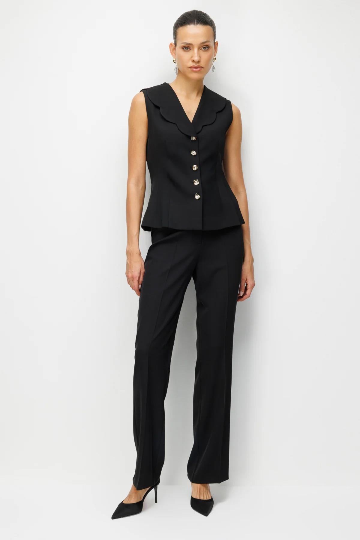 Wide-Leg Crepe Trousers