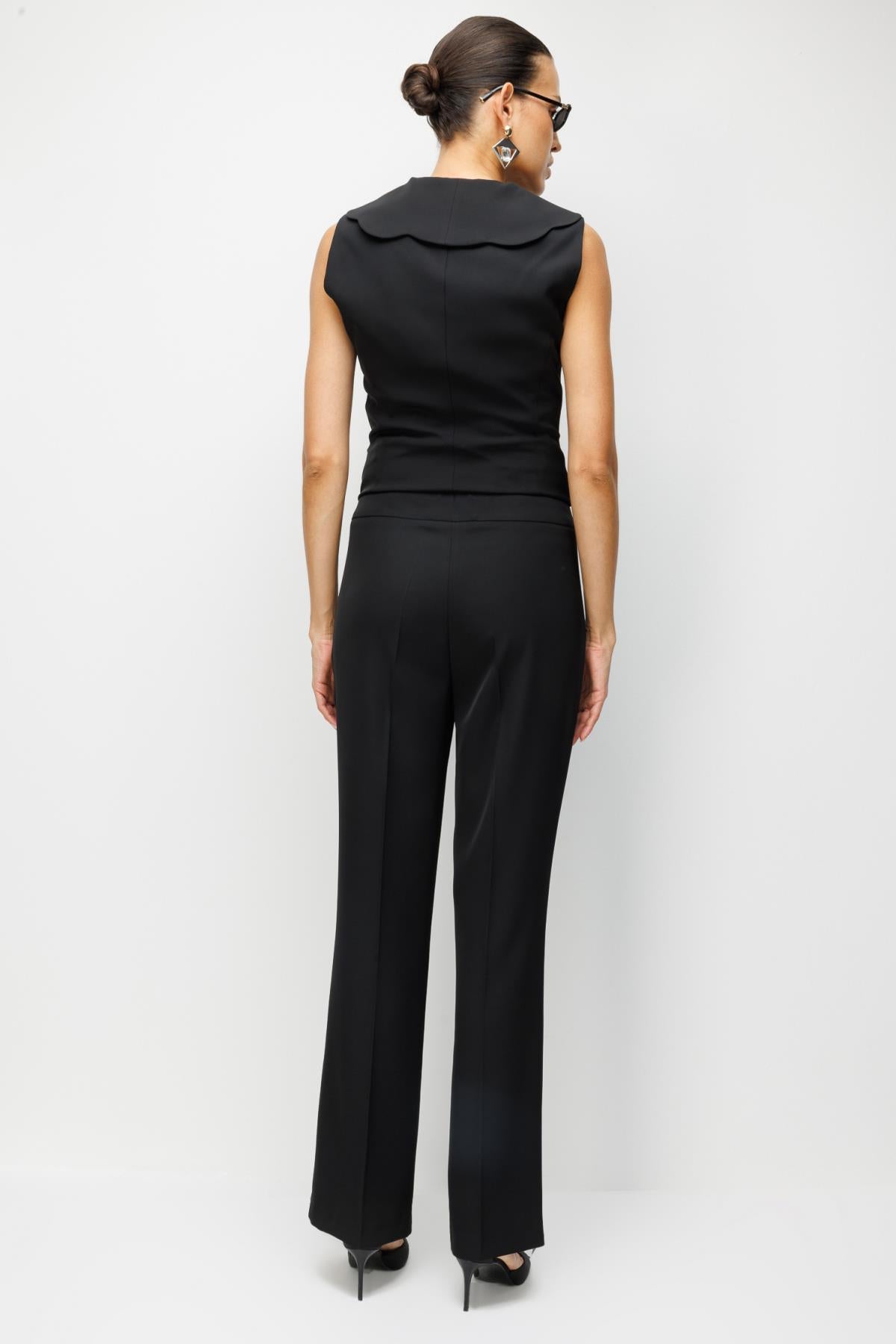 Wide-Leg Crepe Trousers