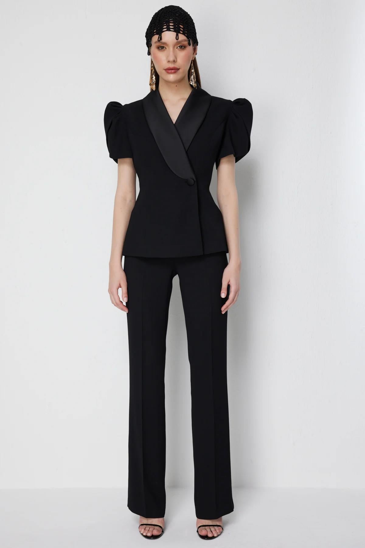 High-Waisted Straight Leg Trousers