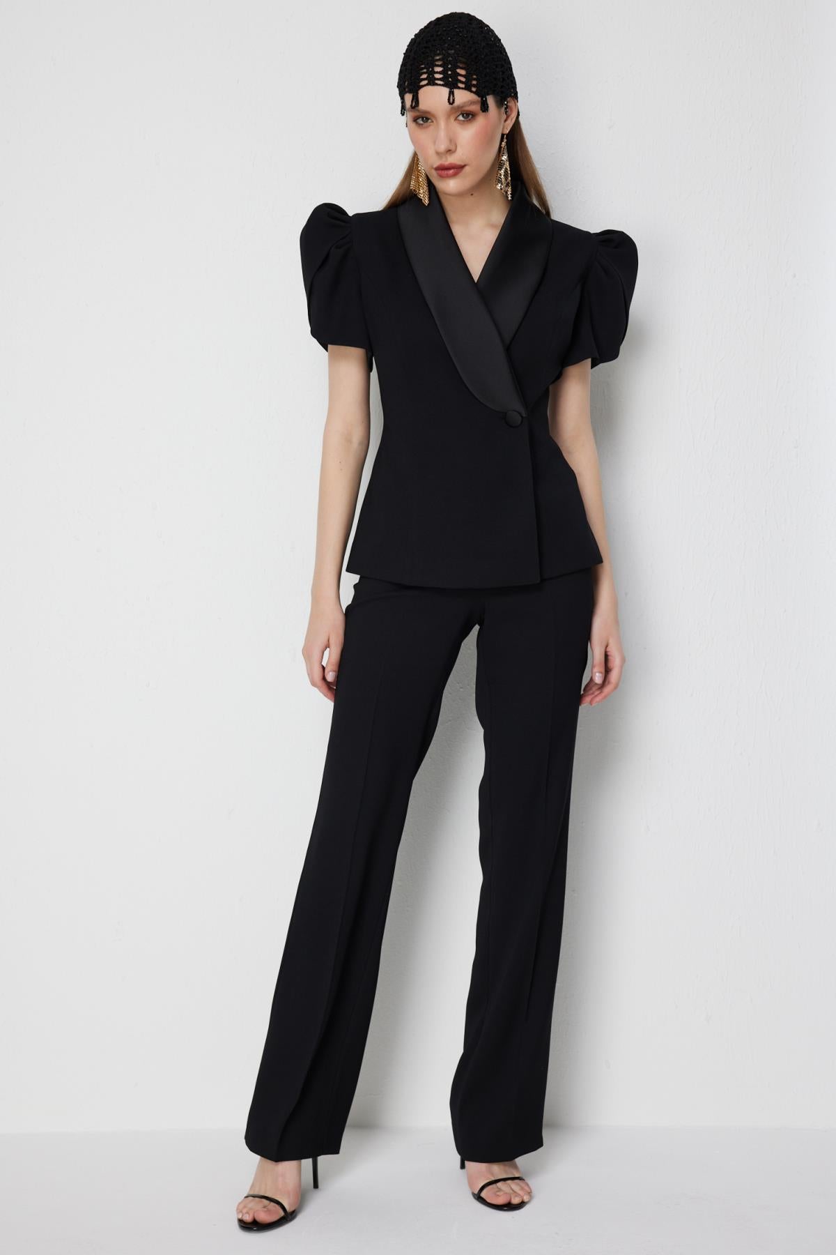High-Waisted Straight Leg Trousers