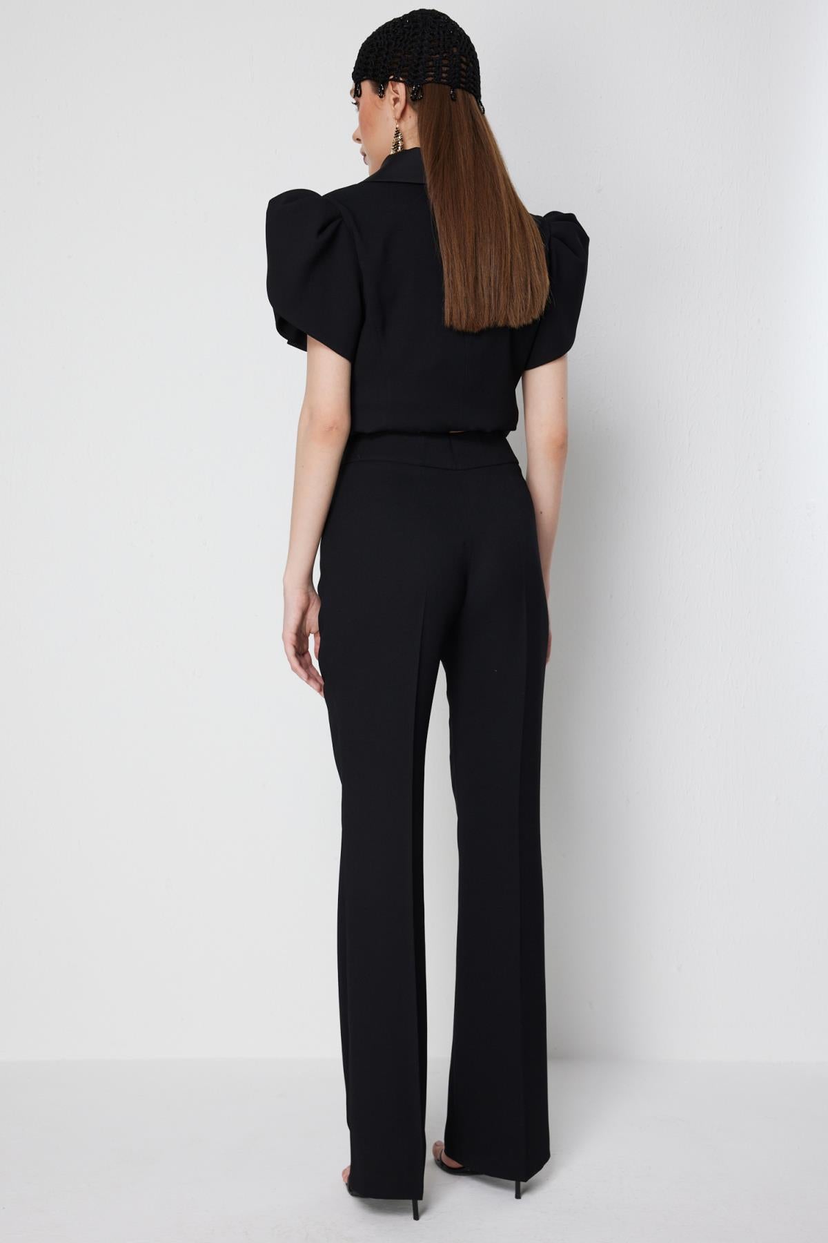 High-Waisted Straight Leg Trousers