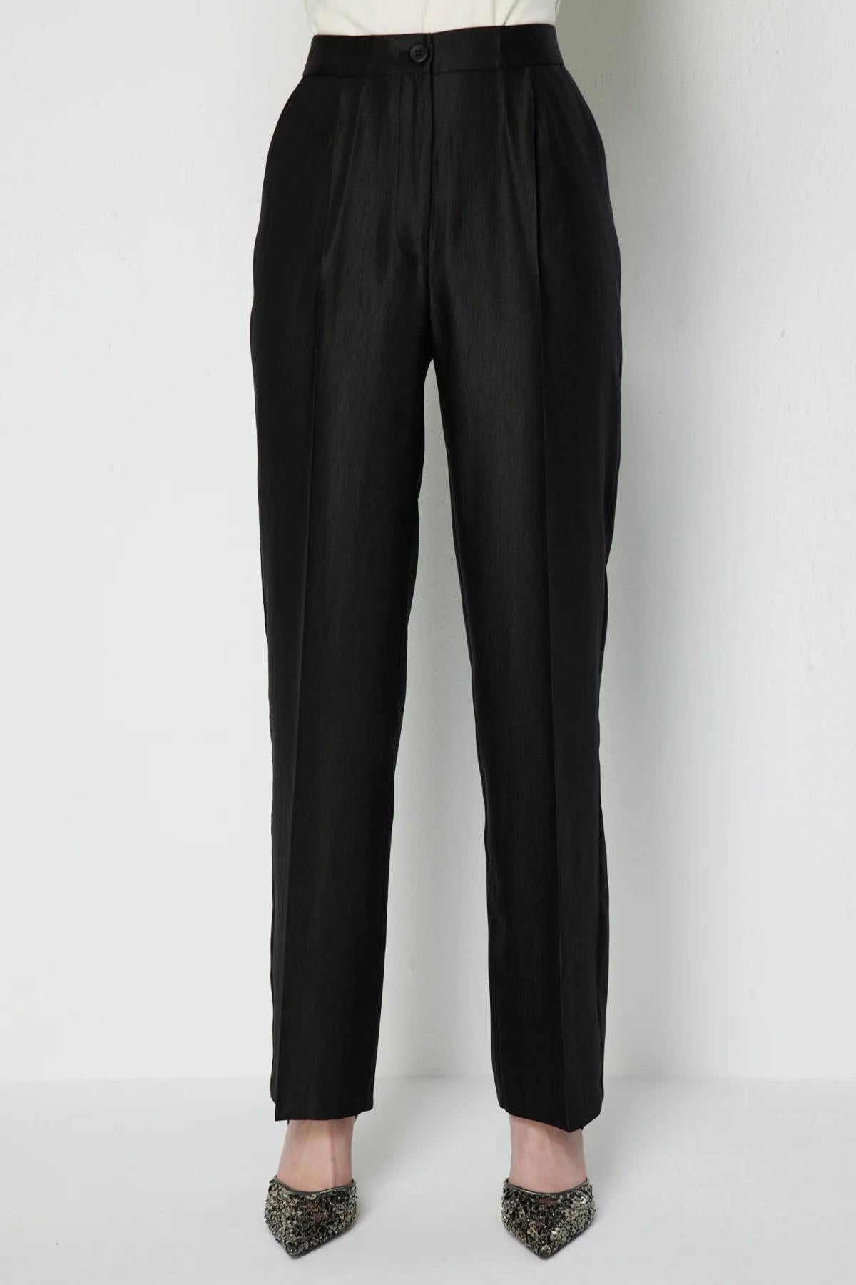 Yüksek Bel Parlak Pantolon