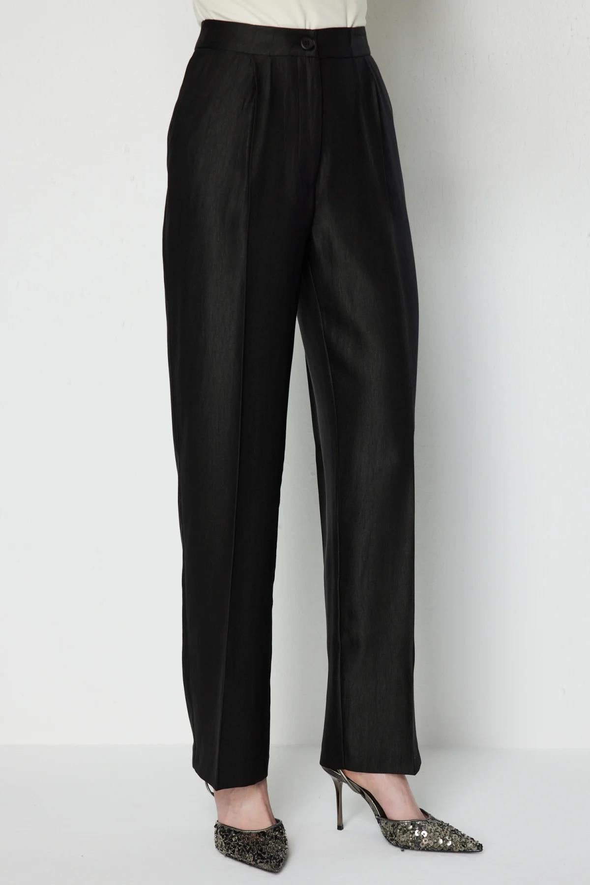 Yüksek Bel Parlak Pantolon