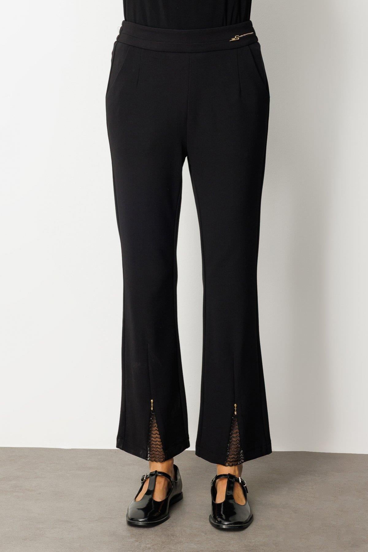 Trousers with Stone Detail and Metal Accessories on the Legs