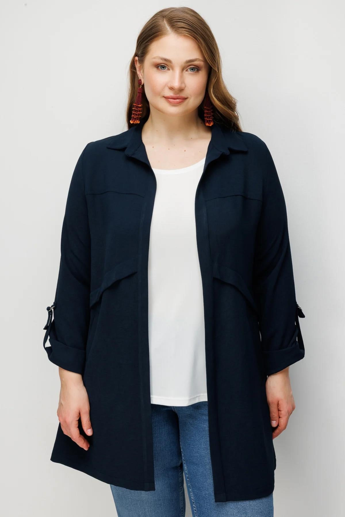 Plus Size Tunic with Double Sleeves and Inner Tank Top