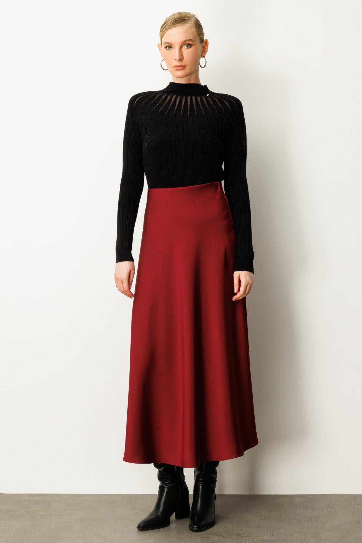 High Waist Maxi Satin Skirt