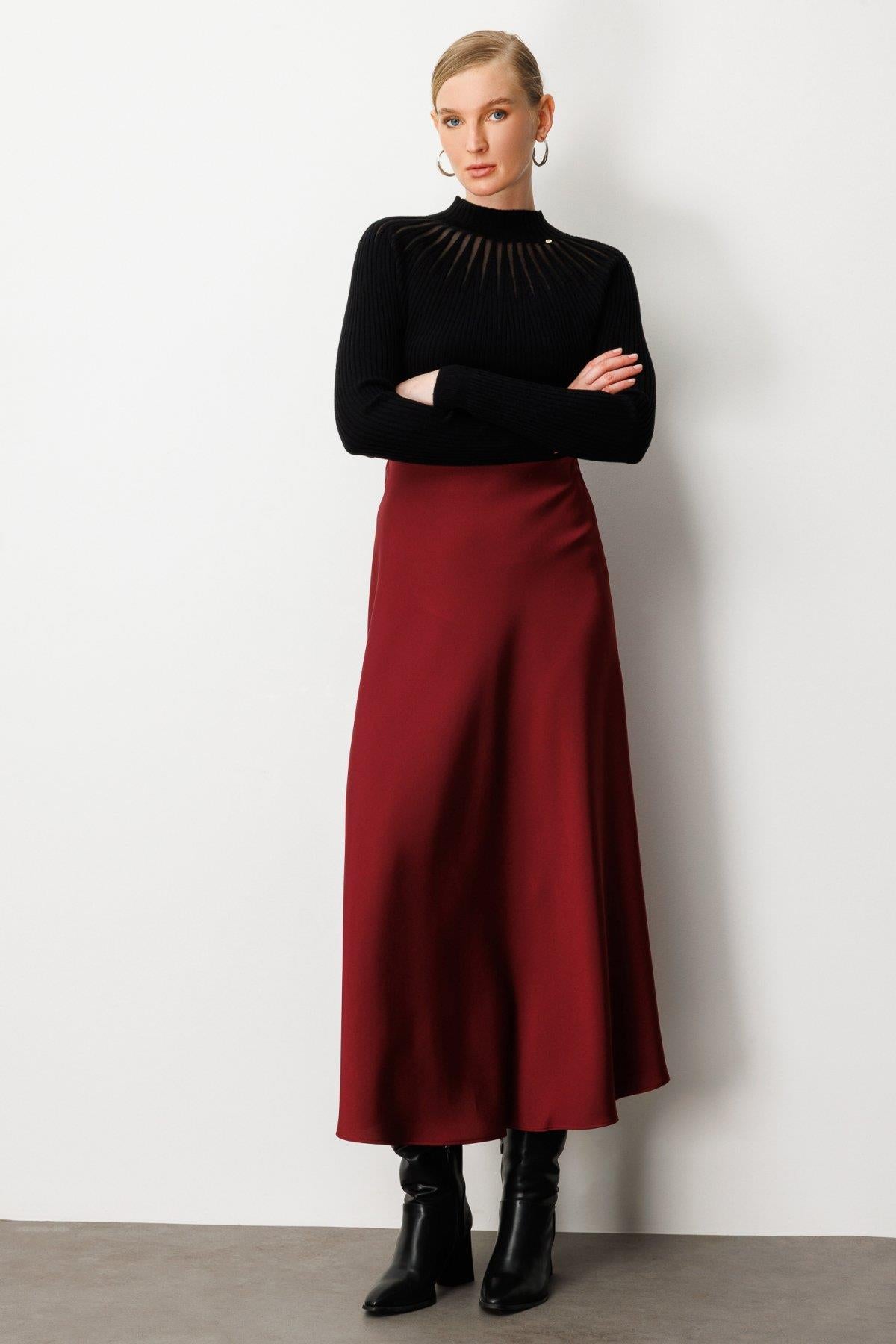 High Waist Maxi Satin Skirt