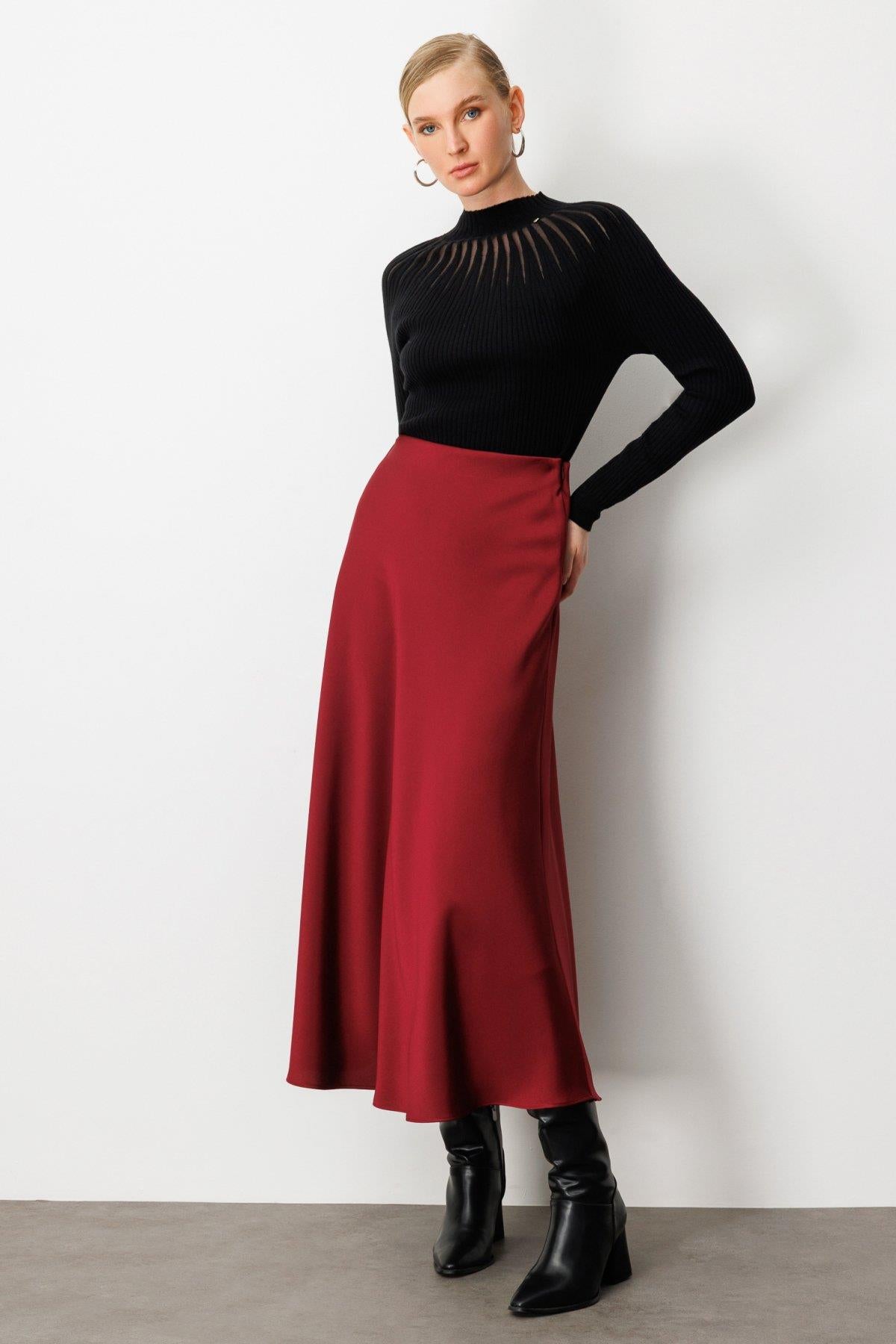 High Waist Maxi Satin Skirt