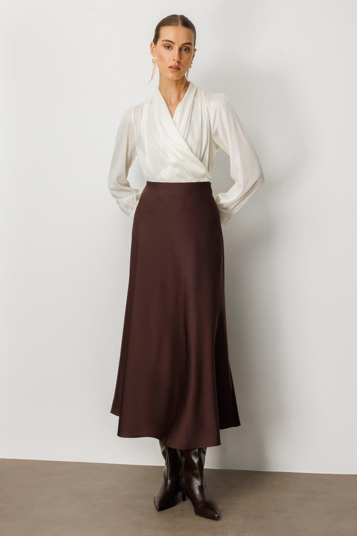 High Waist Maxi Satin Skirt