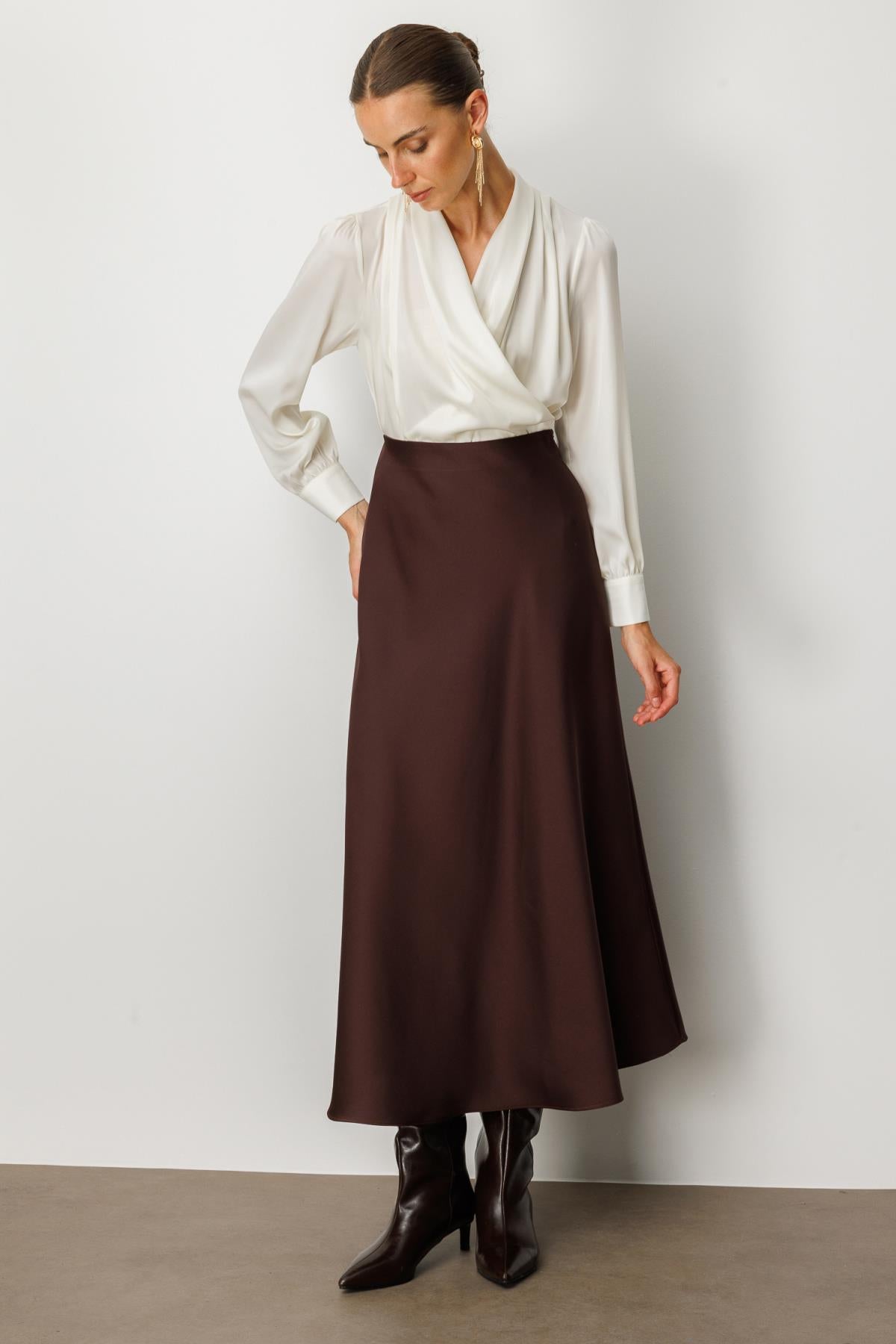 High Waist Maxi Satin Skirt