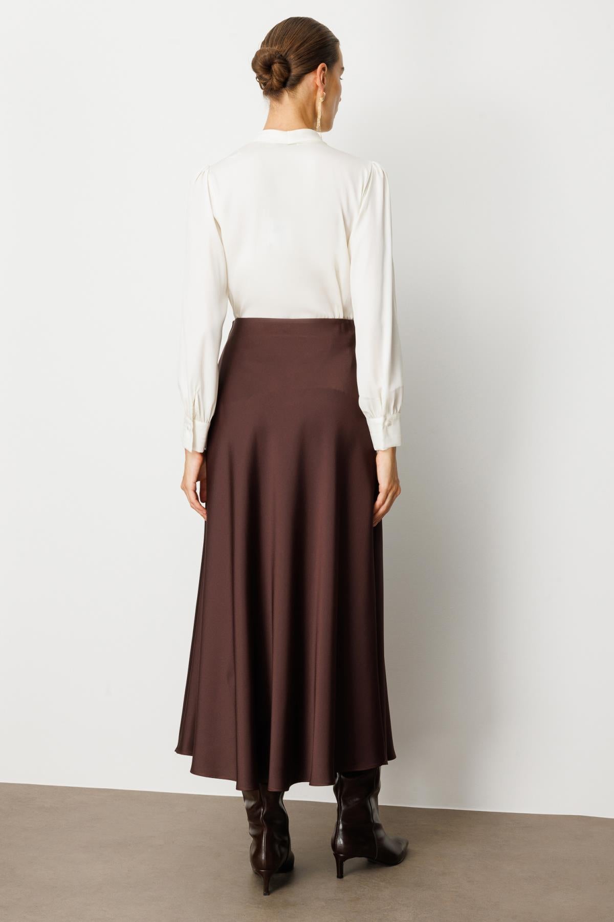 High Waist Maxi Satin Skirt