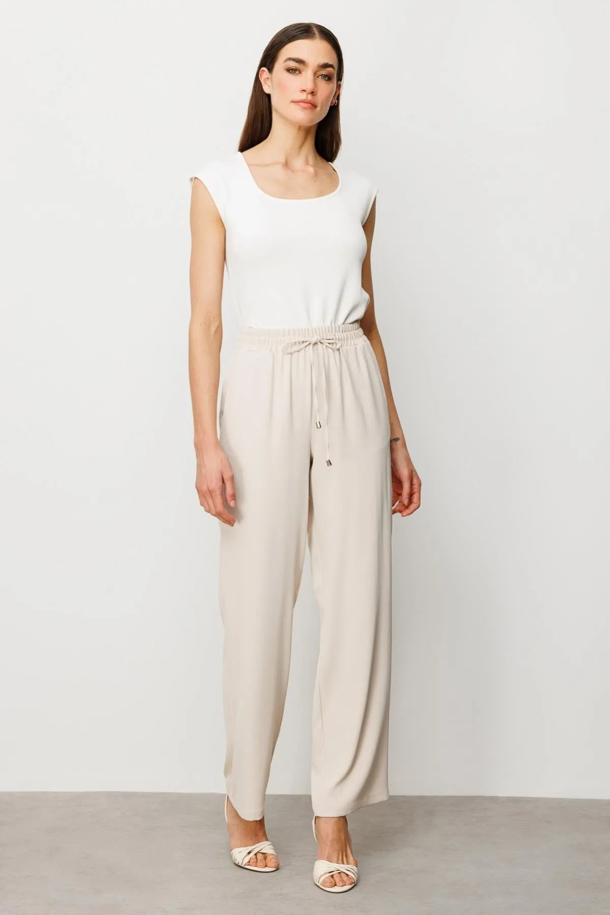 Wide Leg Crepe Trousers