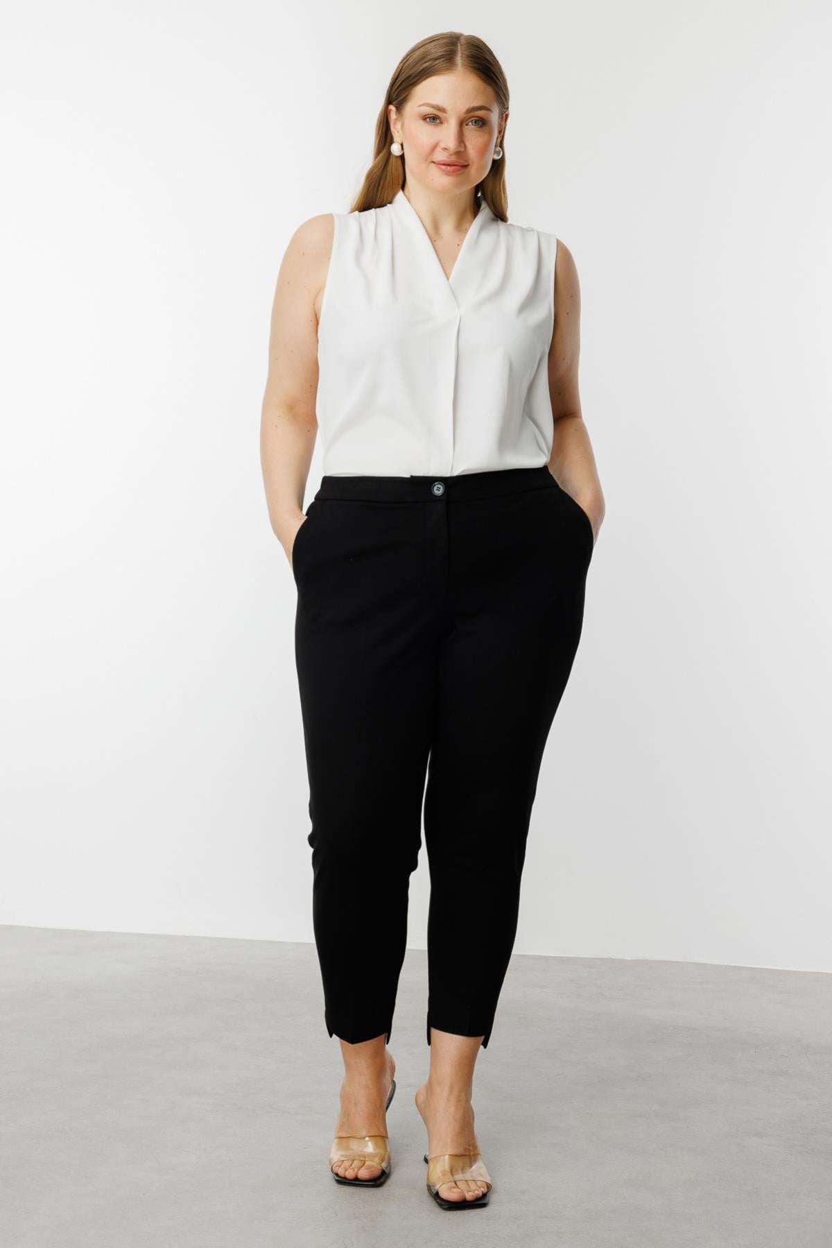 Elastic Waist Skinny Leg Plus Size Trousers