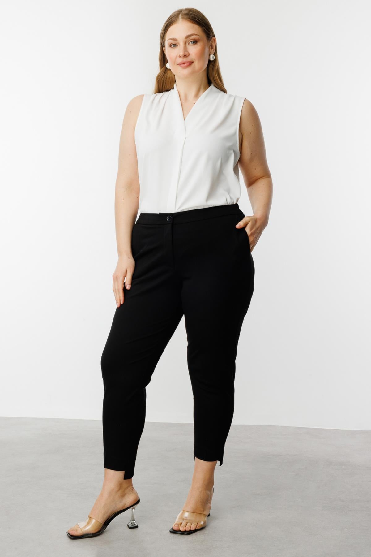 Elastic Waist Skinny Leg Plus Size Trousers
