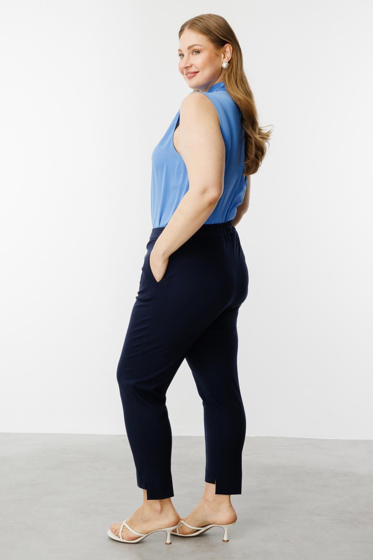 Elastic Waist Skinny Leg Plus Size Trousers