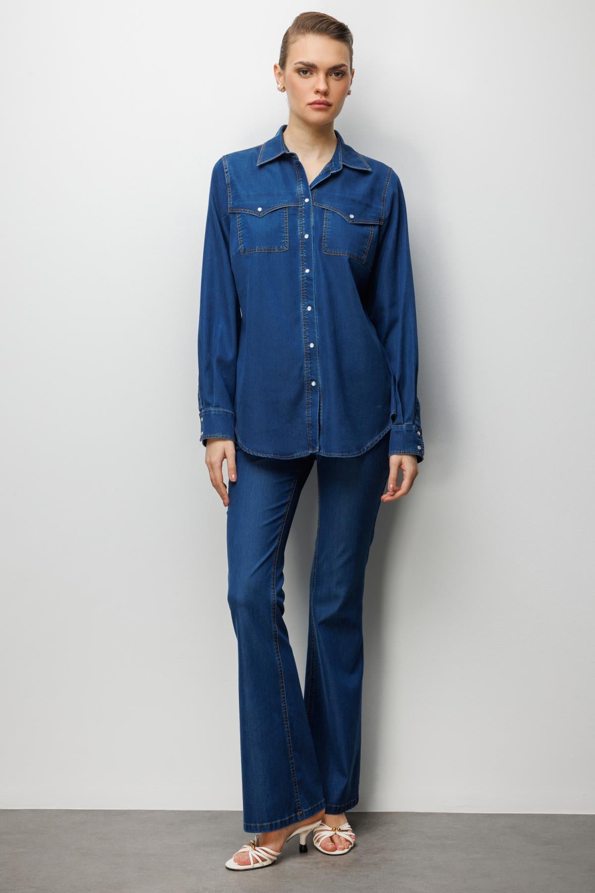 Shirt with Snap Button Pocket Detail