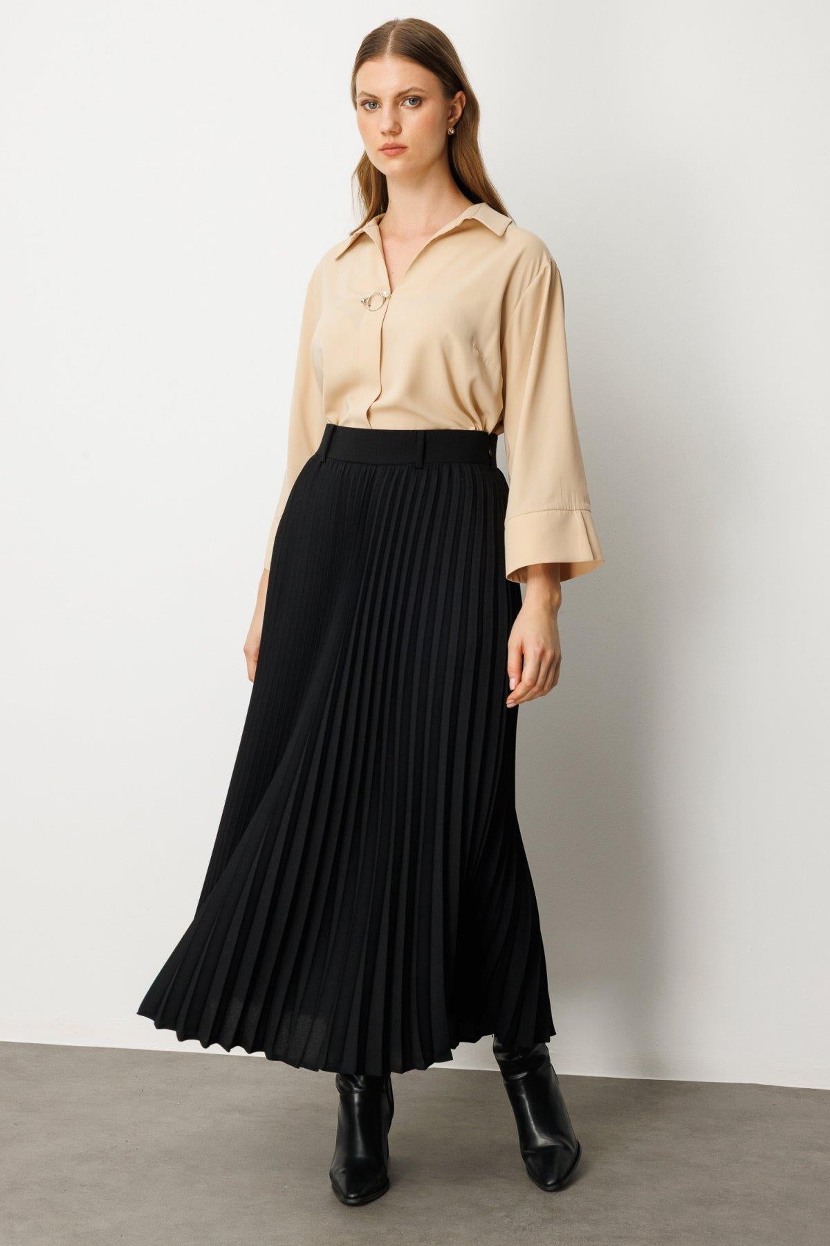 Piliseli Maksi Boy Büyük Beden Etek