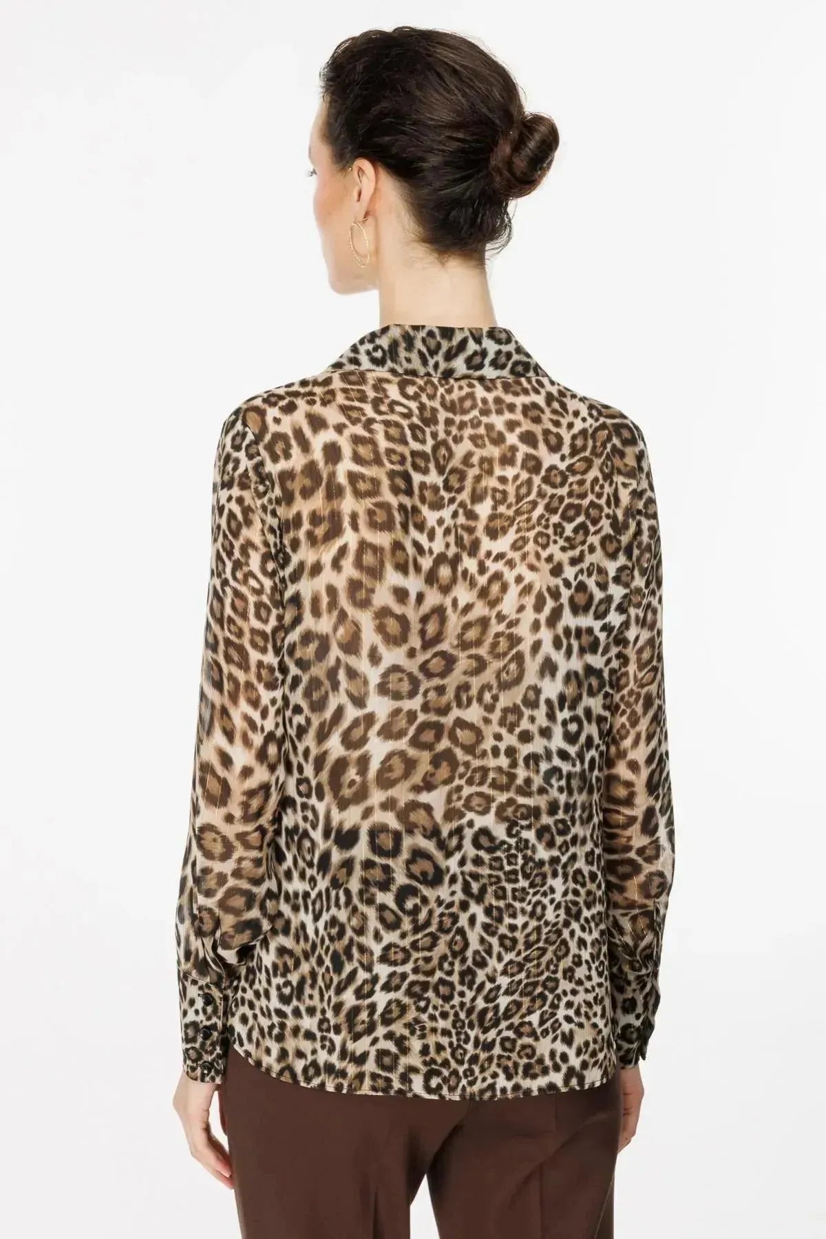 Leopar Desenli Şifon Bluz
