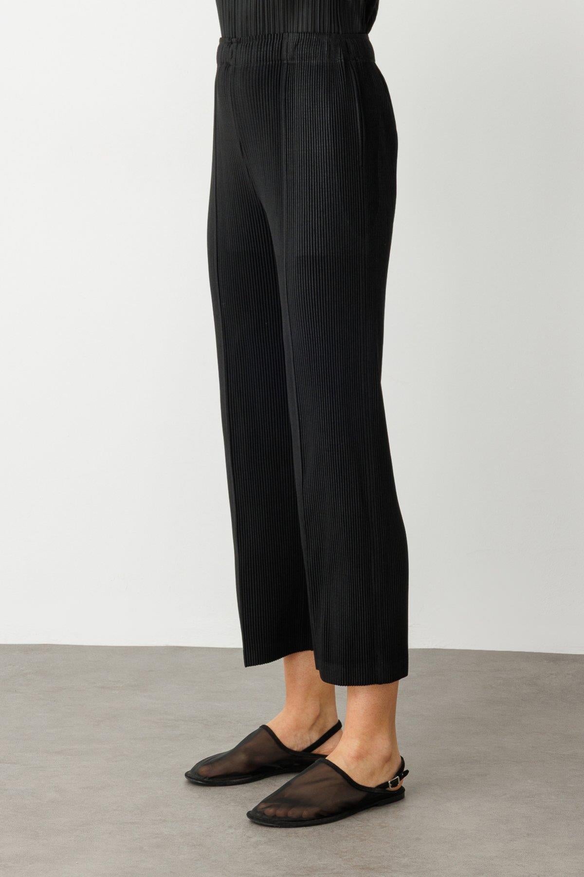Accordion Fabric Wide Leg Trousers