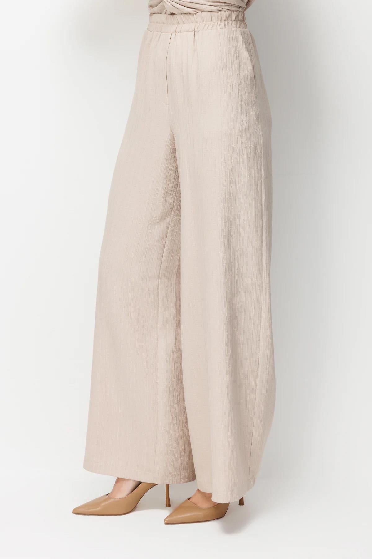 Beli Lastikli Bol Paça Pantolon