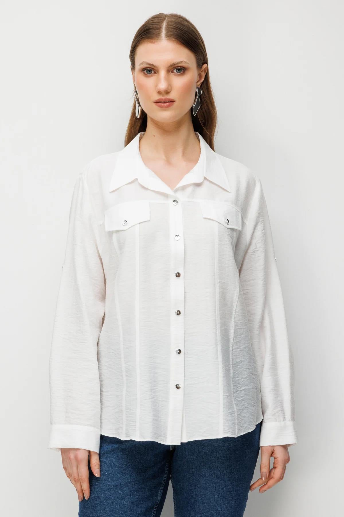 Plus Size Shirt with Decorative Pocket