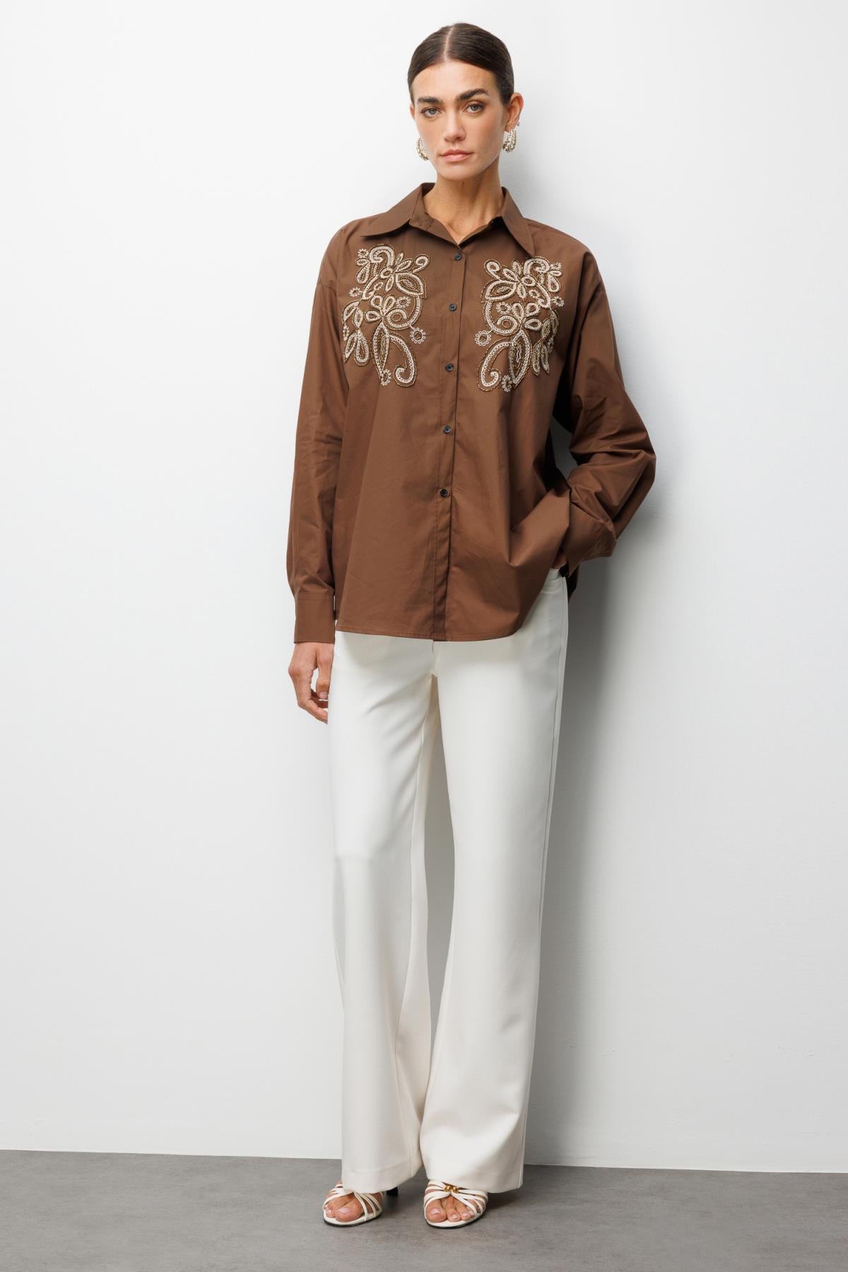 Embroidered Long-Sleeved Shirt