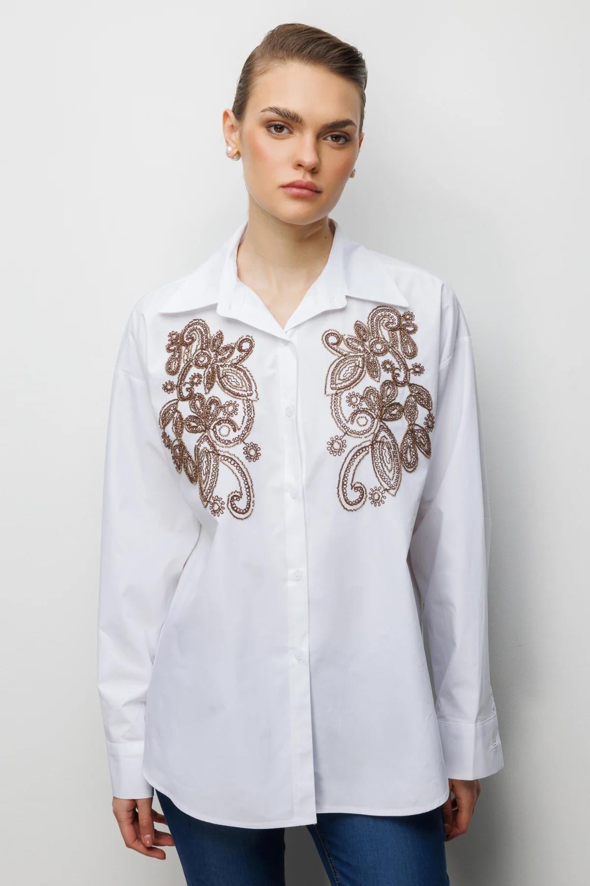 Embroidered Long-Sleeved Shirt