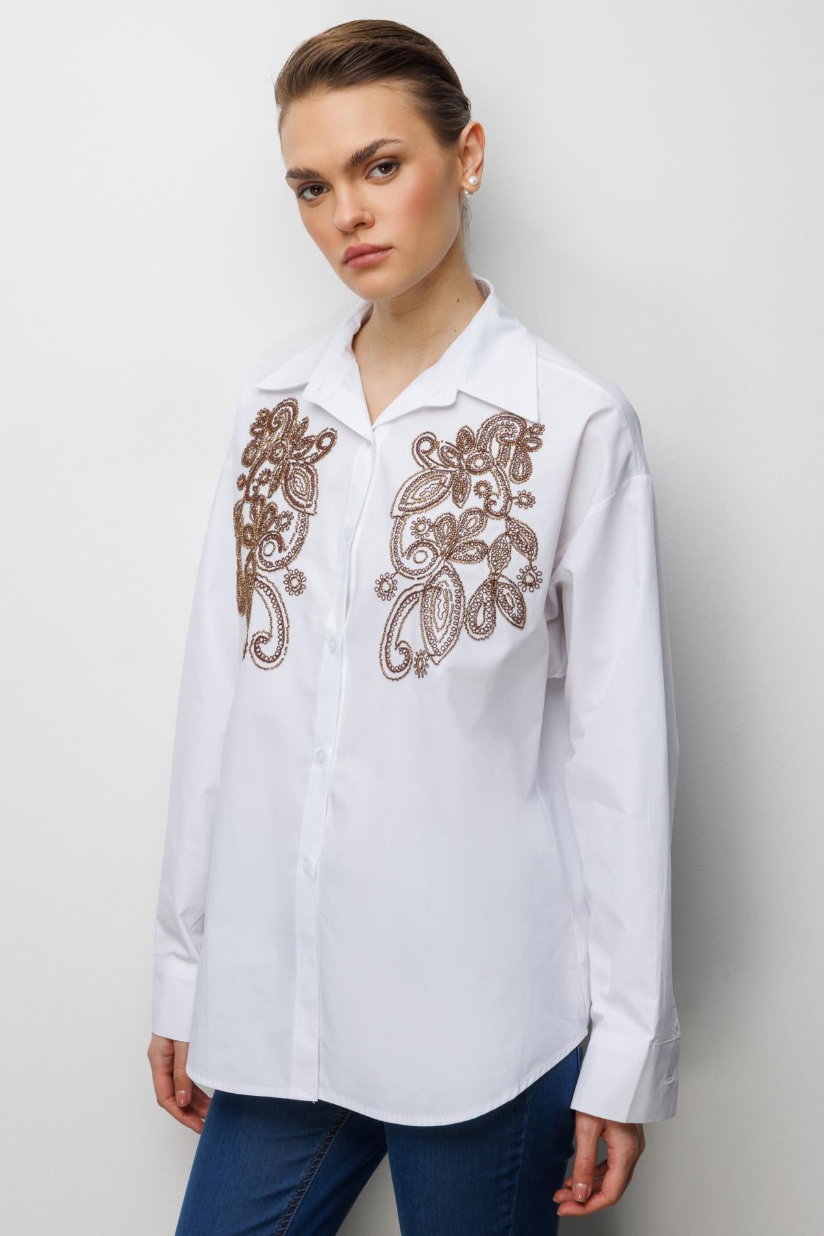 Embroidered Long-Sleeved Shirt