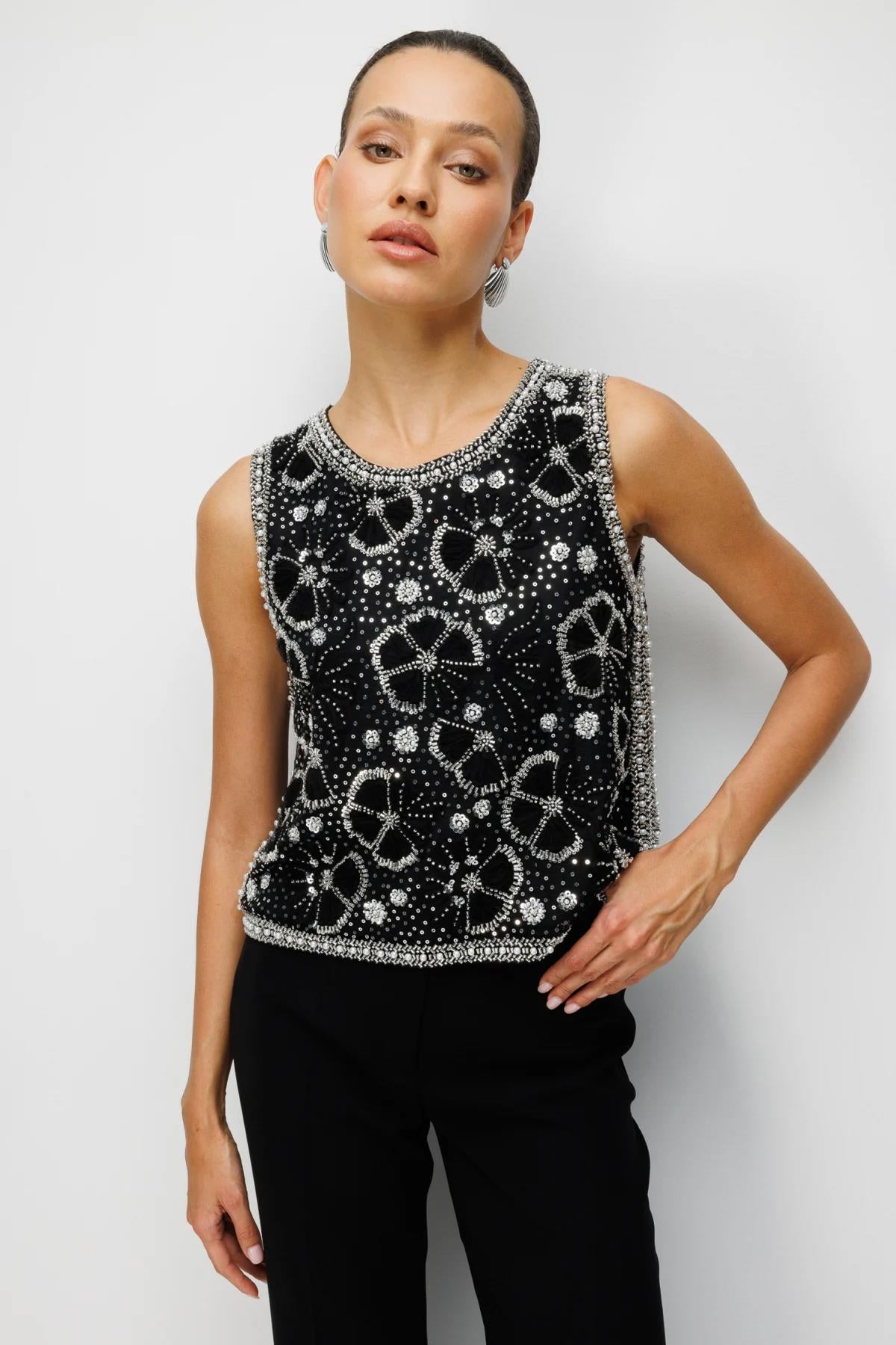 Sequin and Stone Embellished Blouse