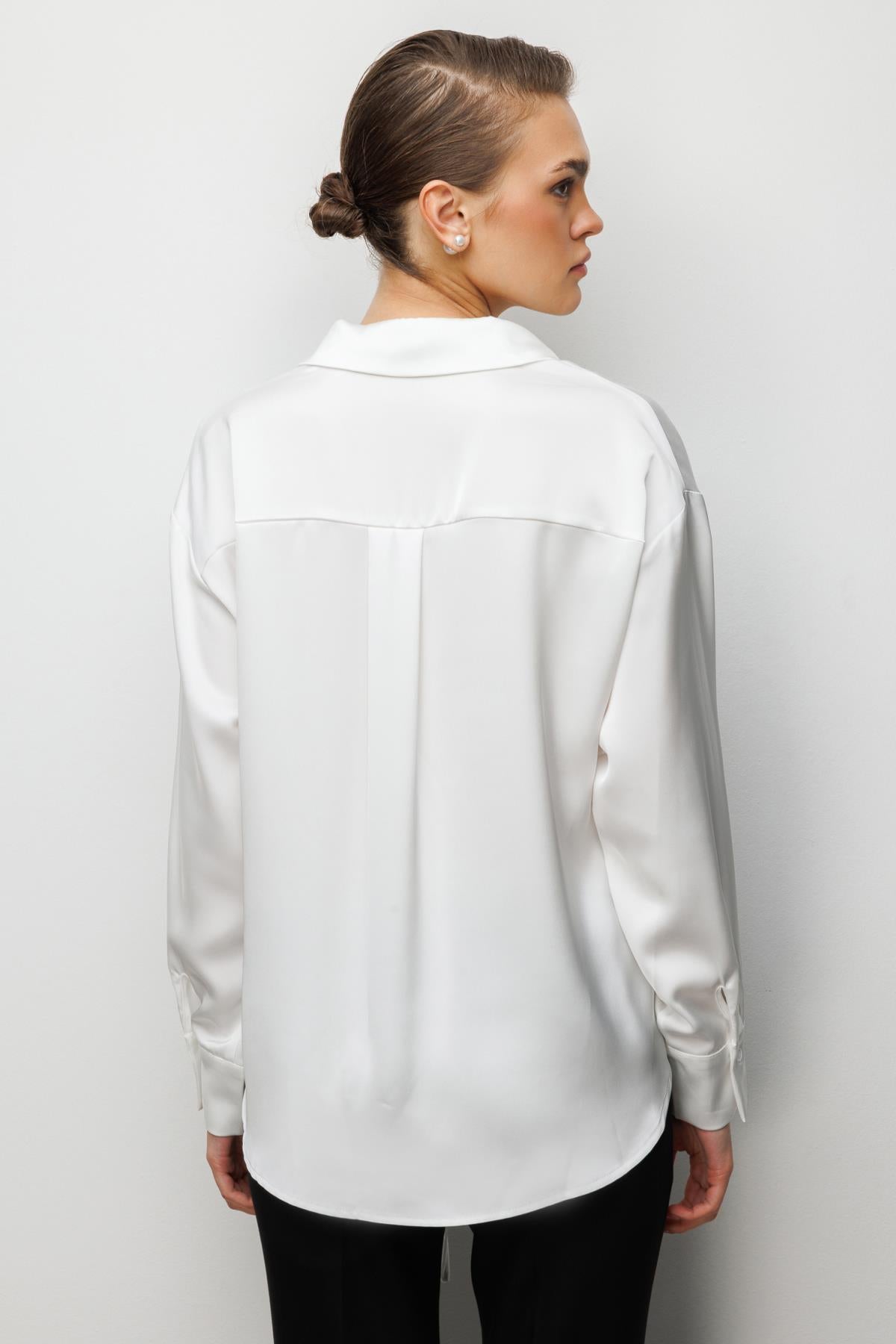 Wrap Neckline Lace-up Blouse