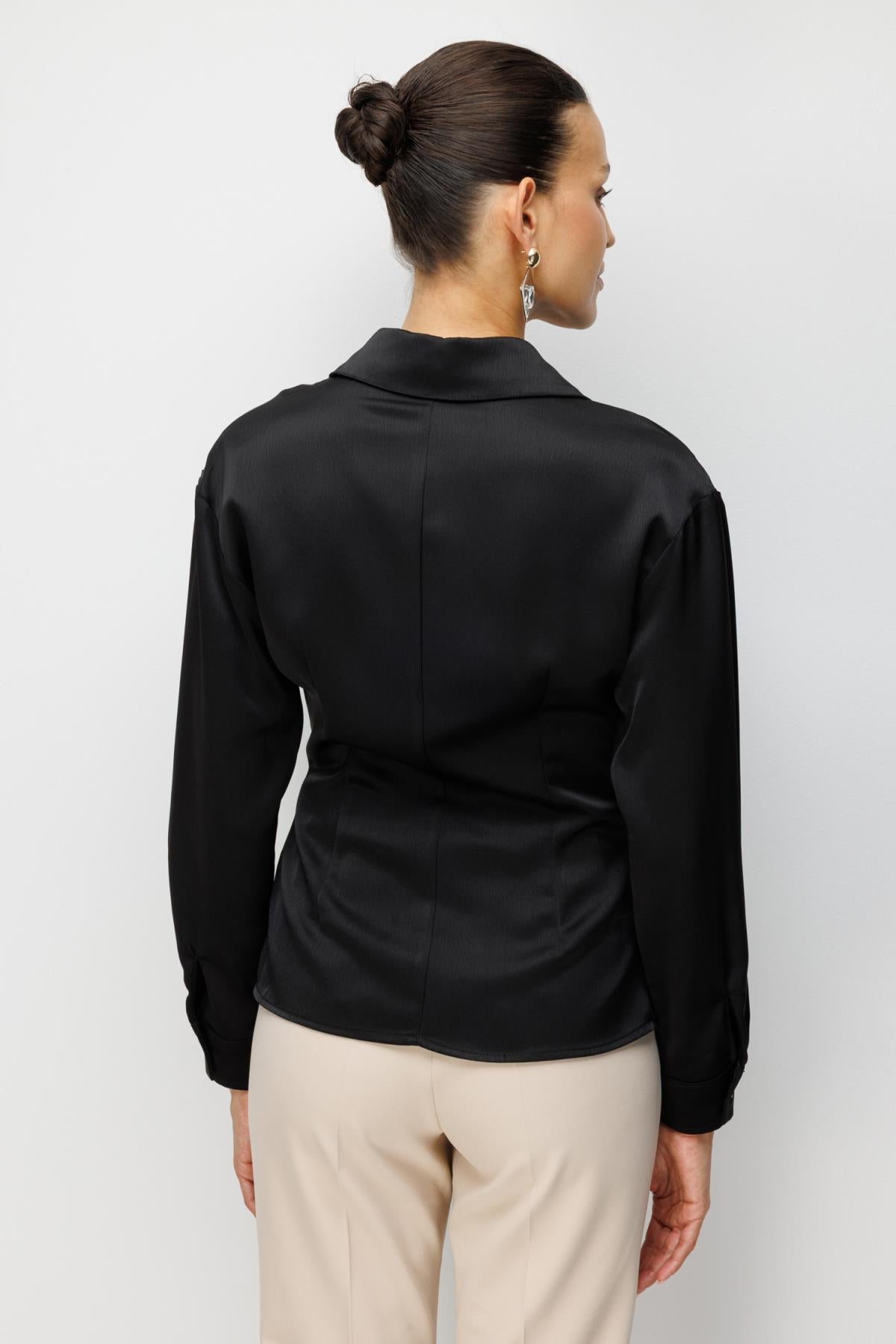 Draped Blouse with Belt Detail